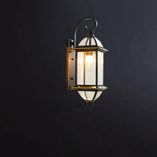 Vintage Black Glass LED Exterior Wall Lantern Light Zawala Image - 7