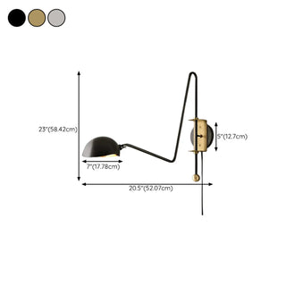 ZOWALA - Modern Dome Bedroom LED Swing Arm Wall Sconce #size