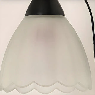 Black Curved Arm Frosted Glass Flower Wall Sconce Zawala Image - 10