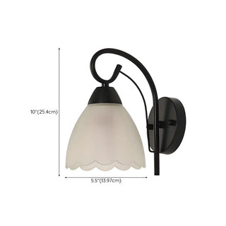 Black Curved Arm Frosted Glass Flower Wall Sconce Zawala #size