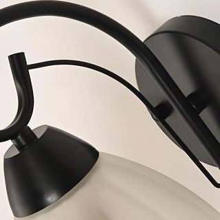 Black Curved Arm Frosted Glass Flower Wall Sconce Zawala Image - 8
