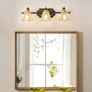 Elegant Crystal Bell Shade Brass Wall Vanity Light Zawala Image - 1