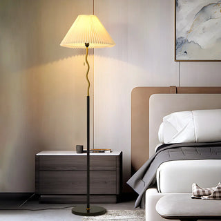 Elegant Wavy Pole Floor Lamp with Pleated Shade Zawala Image - 10