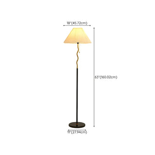 Elegant Wavy Pole Floor Lamp with Pleated Shade Zawala #size