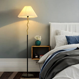 Elegant Wavy Pole Floor Lamp with Pleated Shade Zawala Image - 4