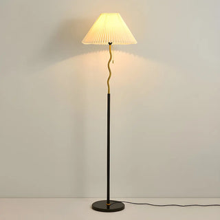 Elegant Wavy Pole Floor Lamp with Pleated Shade Zawala Image - 5