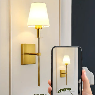 Elegant White Fabric Shade Bathroom Vanity Light Zawala Image - 12