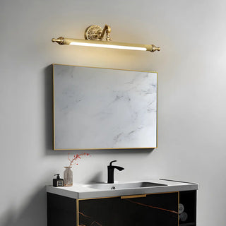 Elegant Simple Gold Linear Brass Mirror Vanity Light Zawala Image - 2
