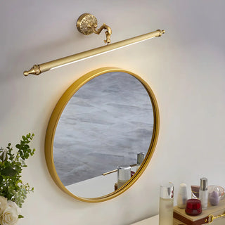 Elegant Simple Gold Linear Brass Mirror Vanity Light Zawala Image - 5