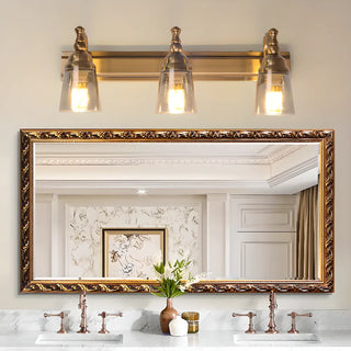 ZOWALA - Elegant Brass Geometric 3 Light Bathroom Vanity Image - 1