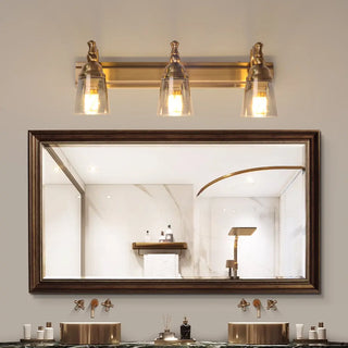 ZOWALA - Elegant Brass Geometric 3 Light Bathroom Vanity Image - 3