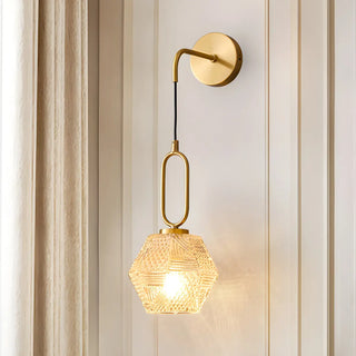 ZOWALA - Hardwired Elegant Brass Geometric Glass Wall Light Image - 1
