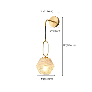 ZOWALA - Hardwired Elegant Brass Geometric Glass Wall Light #size