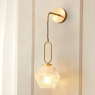ZOWALA - Hardwired Elegant Brass Geometric Glass Wall Light Image - 2