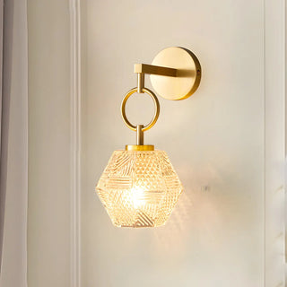 ZOWALA - Hardwired Elegant Brass Geometric Glass Wall Light Image - 3