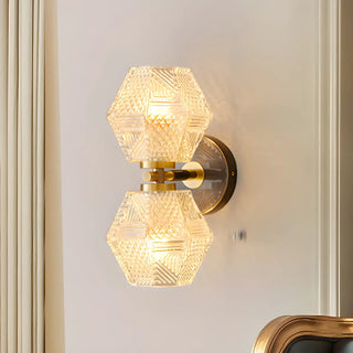 ZOWALA - Hardwired Elegant Brass Geometric Glass Wall Light Image - 4