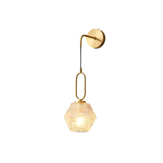 ZOWALA - Hardwired Elegant Brass Geometric Glass Wall Light Image - 5
