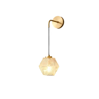 ZOWALA - Hardwired Elegant Brass Geometric Glass Wall Light Image - 7