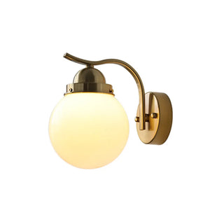 Minimalist Globe Glass Shade Brass Metal Wall Sconce Zawala Image - 11