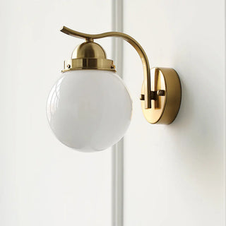 Minimalist Globe Glass Shade Brass Metal Wall Sconce Zawala Image - 16