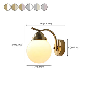 Minimalist Globe Glass Shade Brass Metal Wall Sconce Zawala #size