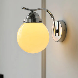 Minimalist Globe Glass Shade Brass Metal Wall Sconce Zawala Image - 2