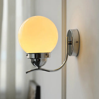 Minimalist Globe Glass Shade Brass Metal Wall Sconce Zawala Image - 3