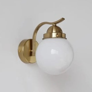 Minimalist Globe Glass Shade Brass Metal Wall Sconce Zawala Image - 5