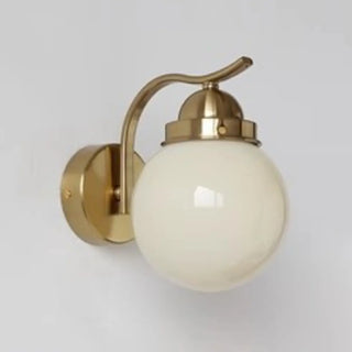 Minimalist Globe Glass Shade Brass Metal Wall Sconce Zawala Image - 6