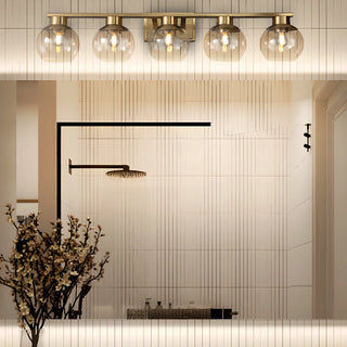 Elegant Brass Globe 4 Light Bathroom Vanity Light  Zawala Image - 1