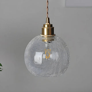 ZOWALA -  Modern Globe Crackle  Clear Glass Pendant Light Image - 15
