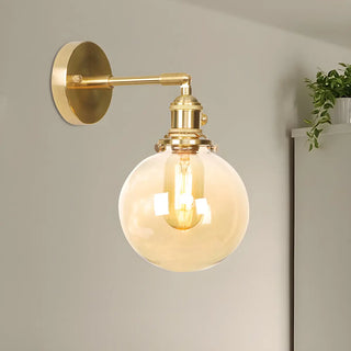ZOWALA - Elegant Brass Globe Glass LED Wall Sconce Image - 1