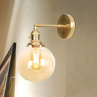 ZOWALA - Elegant Brass Globe Glass LED Wall Sconce Image - 2