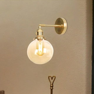 ZOWALA - Elegant Brass Globe Glass LED Wall Sconce Image - 3