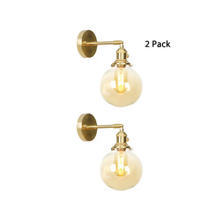 ZOWALA - Elegant Brass Globe Glass LED Wall Sconce Image - 5
