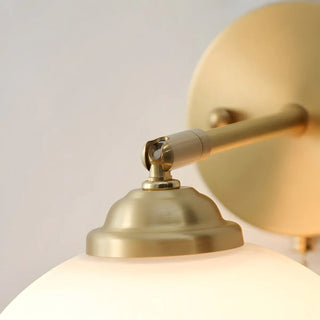 ZOWALA - Simple Ribbed Dome Glass Brass Wall Lamp with Pull Chain Image - 7