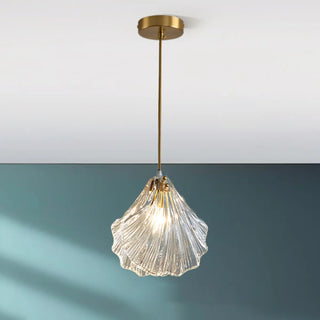Elegant Modern Bedroom Shell Glass Pendant Light Zawala Image - 10