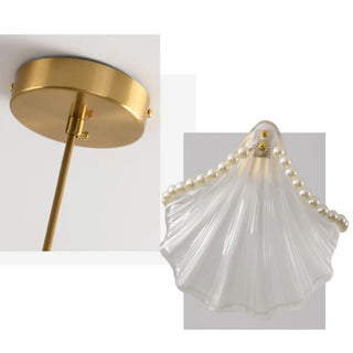Elegant Modern Bedroom Shell Glass Pendant Light Zawala Image - 14