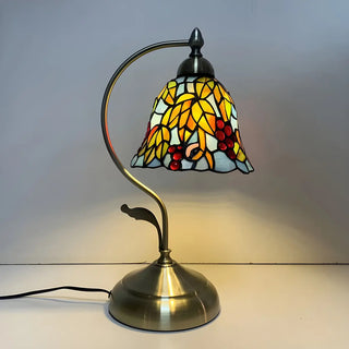 Elegant Tiffany Tapered Glass Shade Metal Table Lamp Zawala Image - 10