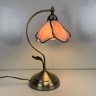 Elegant Tiffany Tapered Glass Shade Metal Table Lamp Zawala Image - 13