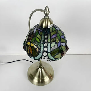 Elegant Tiffany Tapered Glass Shade Metal Table Lamp Zawala Image - 15