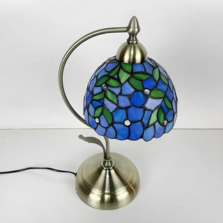 Elegant Tiffany Tapered Glass Shade Metal Table Lamp Zawala Image - 16