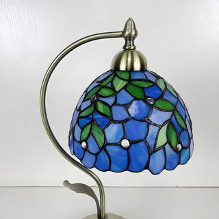 Elegant Tiffany Tapered Glass Shade Metal Table Lamp Zawala Image - 18
