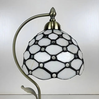 Elegant Tiffany Tapered Glass Shade Metal Table Lamp Zawala Image - 19