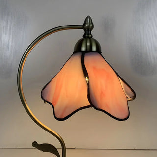 Elegant Tiffany Tapered Glass Shade Metal Table Lamp Zawala Image - 20