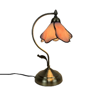 Elegant Tiffany Tapered Glass Shade Metal Table Lamp Zawala Image - 21