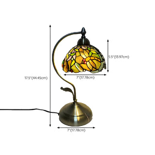 Elegant Tiffany Tapered Glass Shade Metal Table Lamp Zawala Image - 23