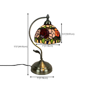 Elegant Tiffany Tapered Glass Shade Metal Table Lamp Zawala Image - 30