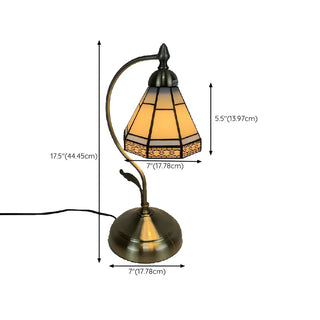Elegant Tiffany Tapered Glass Shade Metal Table Lamp Zawala Image - 31
