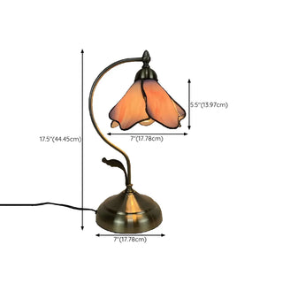 Elegant Tiffany Tapered Glass Shade Metal Table Lamp Zawala Image - 32